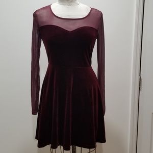 Sheer Burgundy Velvet Dress